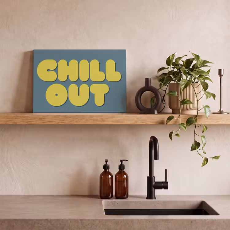 Chill out - Geel - Blauw canvas 2cm klein -uniquesellingpoint_afwerking-onlywow_DE