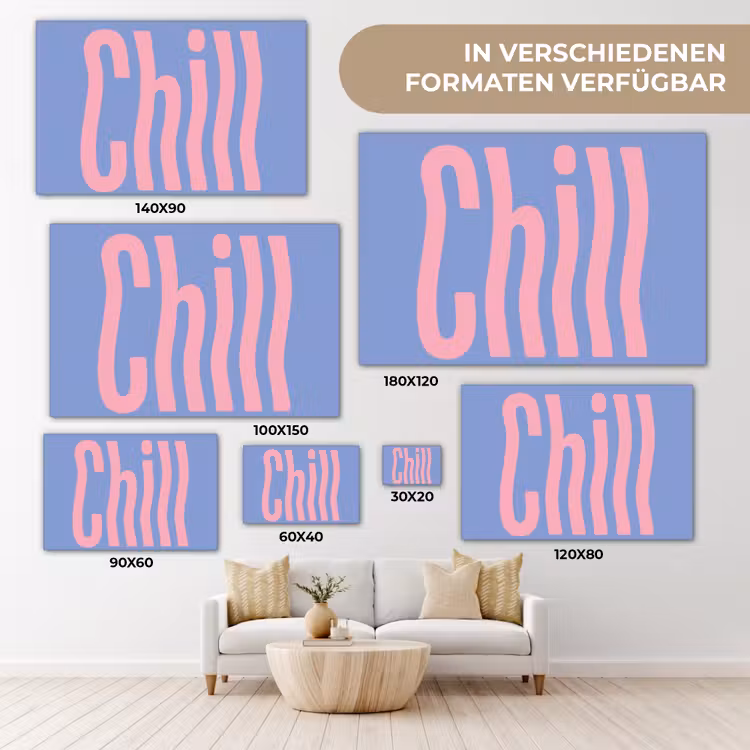 Chill - Roze - Blauw - Golvend canvas 2cm klein -Xsfeer8_DE