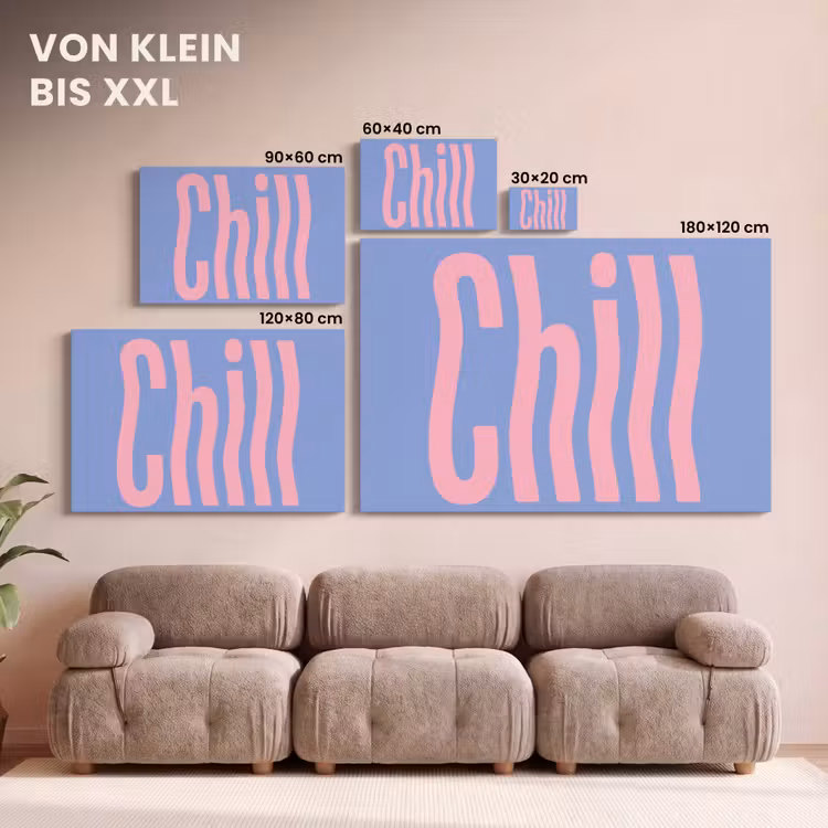 Chill - Roze - Blauw - Golvend canvas 2cm klein -Xsfeer8_DE
