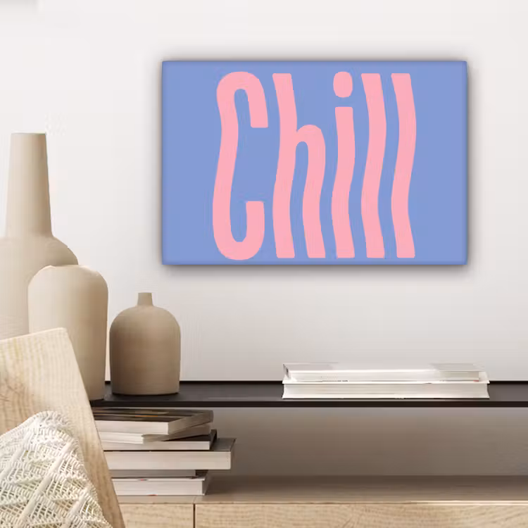Chill - Roze - Blauw - Golvend canvas 2cm klein -sfeer6
