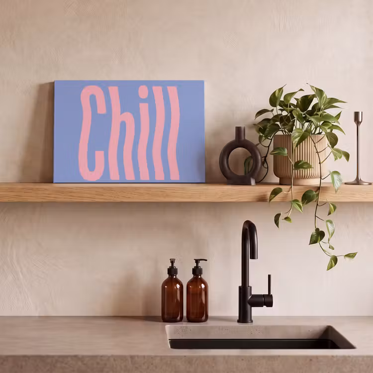 Chill - Roze - Blauw - Golvend canvas 2cm klein -sfeer3