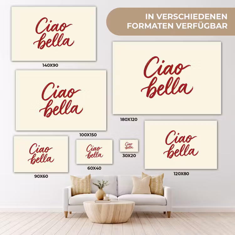 Ciao bella - Rood - Wit - Minimalistisch canvas 2cm klein -Xsfeer8_DE