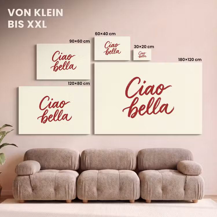 Ciao bella - Rood - Wit - Minimalistisch canvas 2cm klein -Xsfeer8_DE