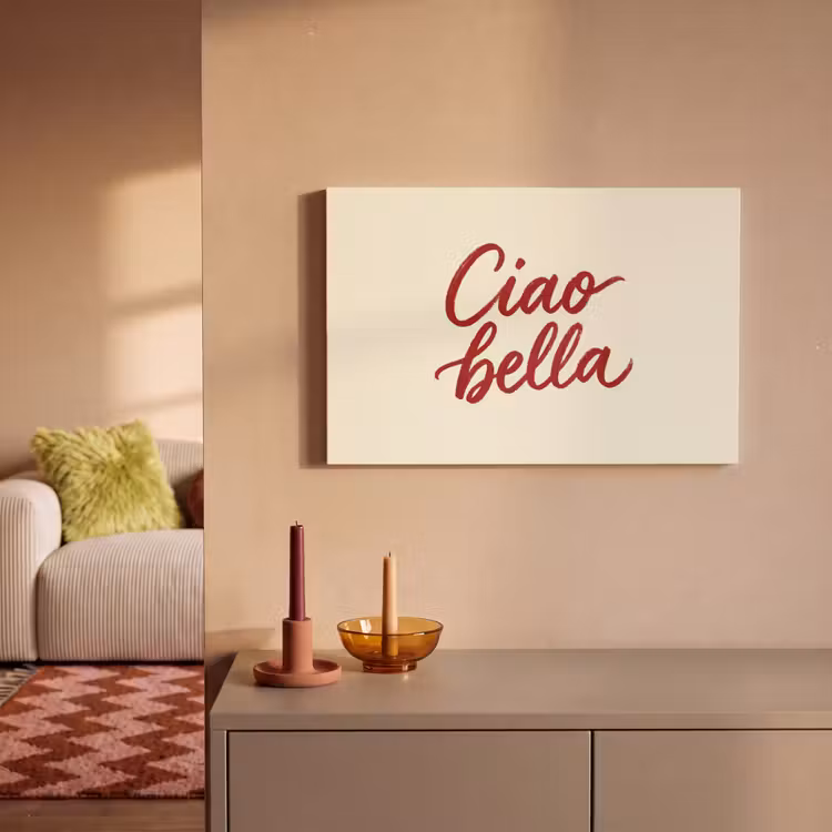 Ciao bella - Rood - Wit - Minimalistisch canvas 2cm klein -sfeer1