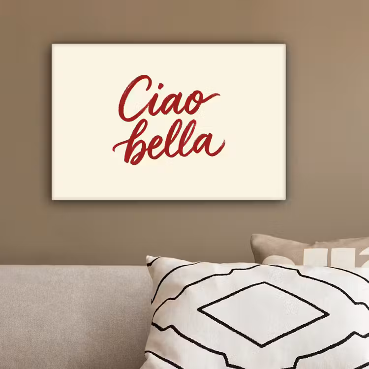 Ciao bella - Rood - Wit - Minimalistisch canvas 2cm klein -sfeer3