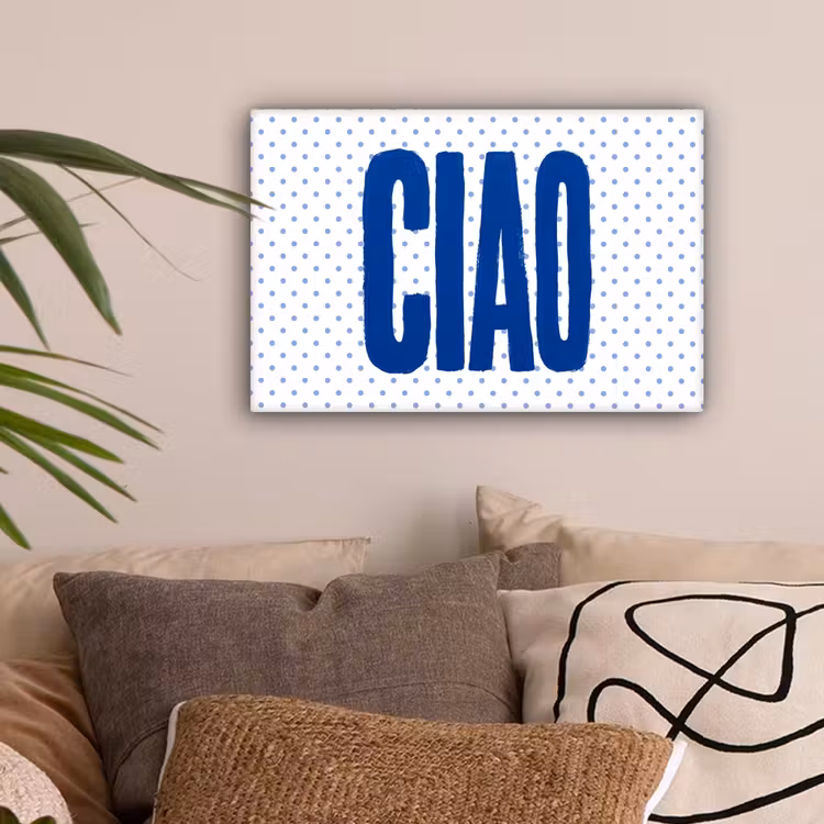 Ciao - Blauw - Stippen canvas 2cm klein -sfeer1