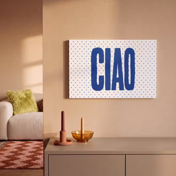 Ciao - Blauw - Stippen canvas 2cm klein -sfeer1