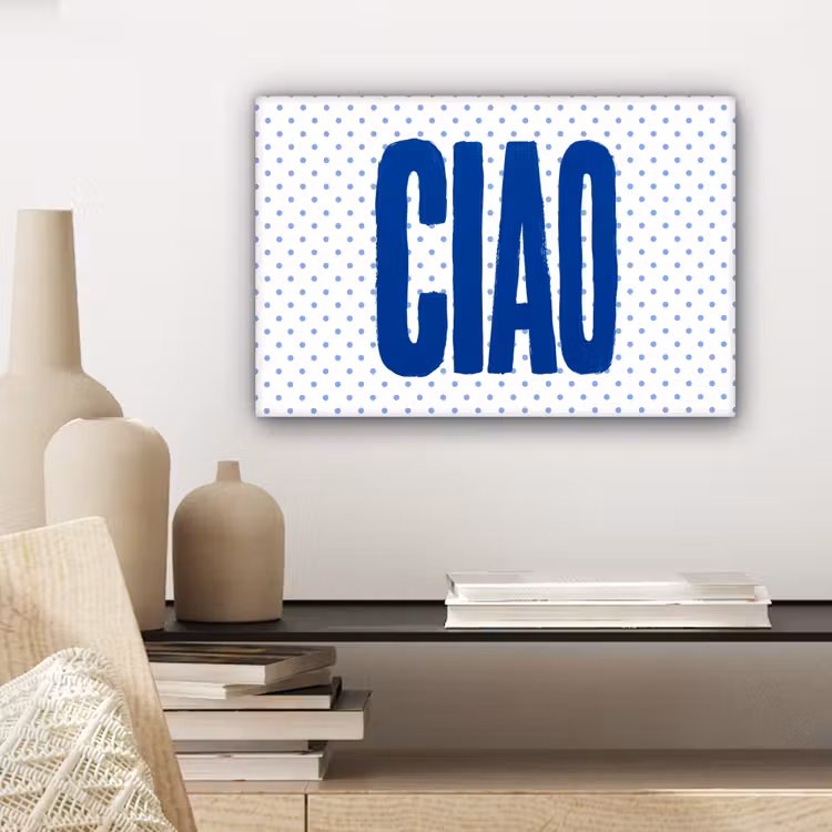 Ciao - Blauw - Stippen canvas 2cm klein -closeup_print_DE