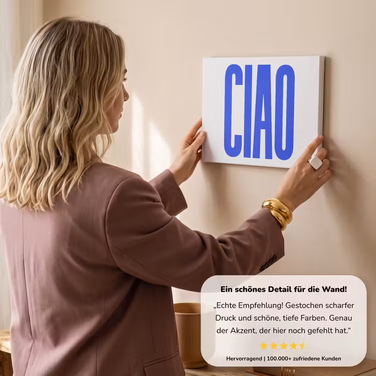 Ciao - Hoofdletters - Blauw - Minimalistisch canvas 2cm klein -Xsfeer7_DE