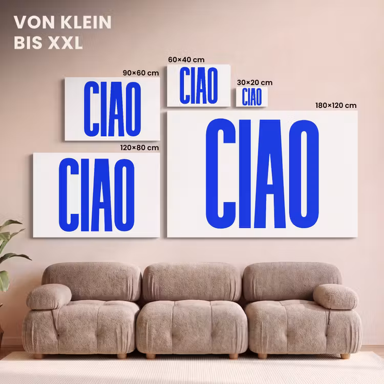 Ciao - Hoofdletters - Blauw - Minimalistisch canvas 2cm klein -Xsfeer8_DE
