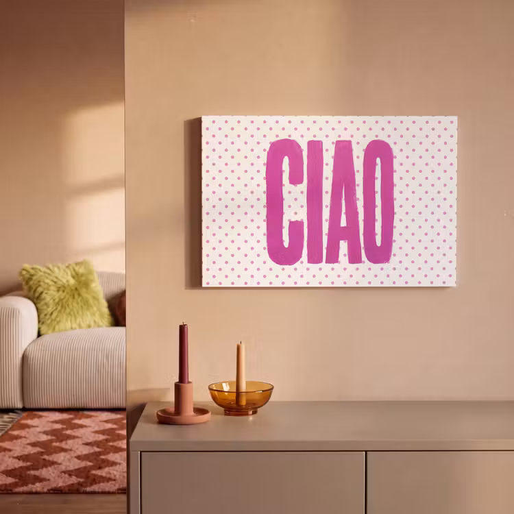 Ciao - Stippen - Roze - Wit canvas 2cm klein -sfeer1