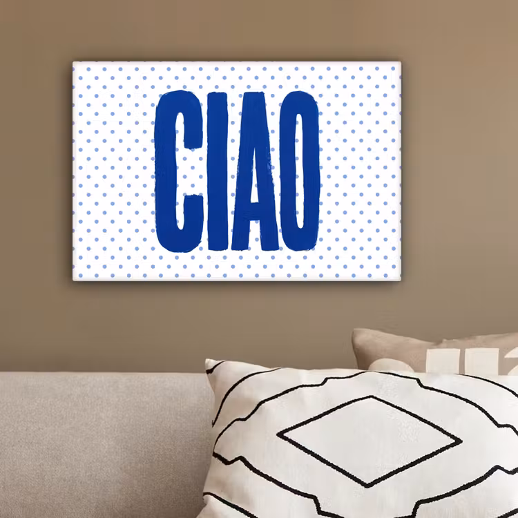 Ciao - Stippen - Roze - Wit canvas 2cm klein -closeup_print_DE