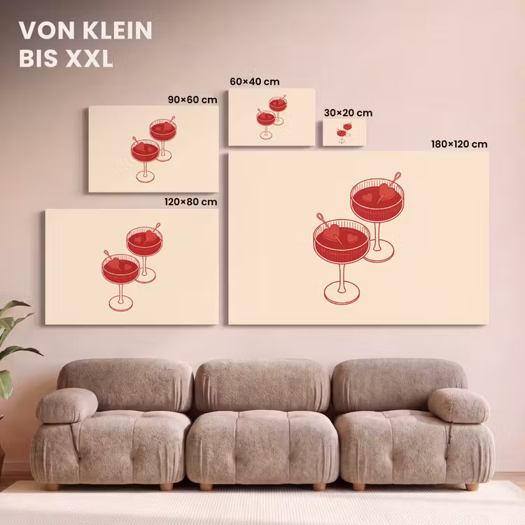 Cocktail - Hartjes - Liefde - Illustratie - Rood canvas 2cm klein -Xsfeer8_DE
