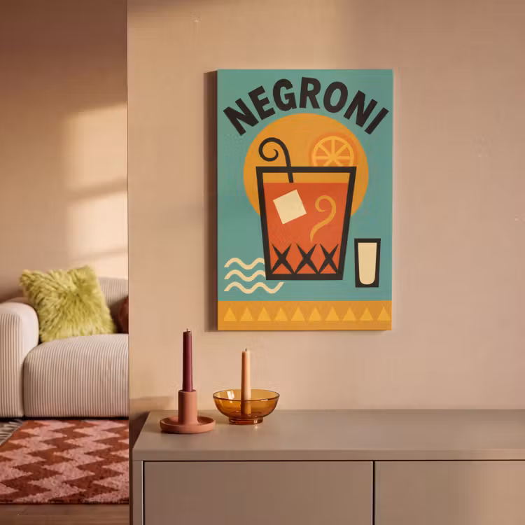 Cocktail - Negroni - Art - Sinaasappel canvas 2cm klein -sfeer1