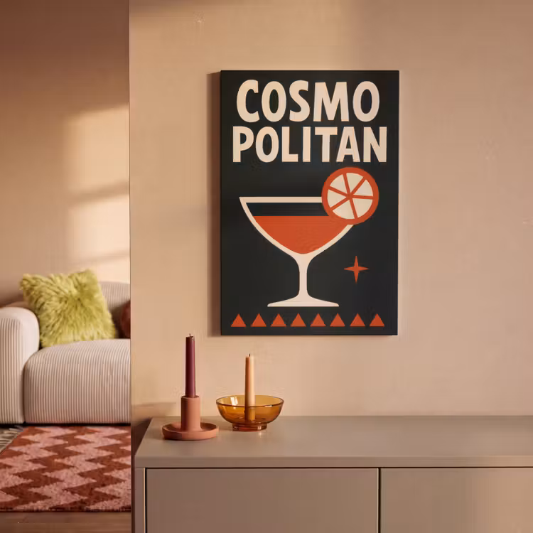 Cocktail - Zwart - Illustratie canvas 2cm klein -sfeer1