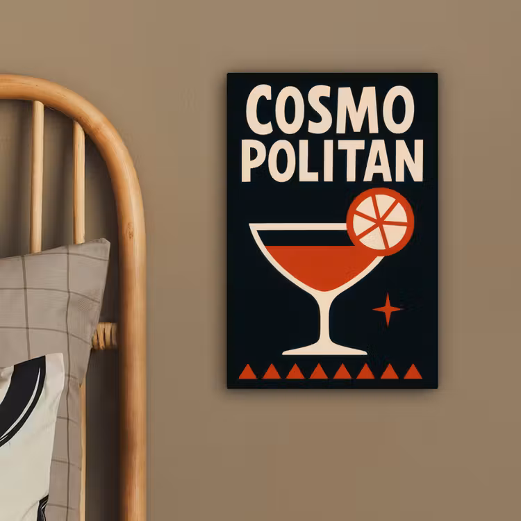 Cocktail - Zwart - Illustratie canvas 2cm klein -sfeer6