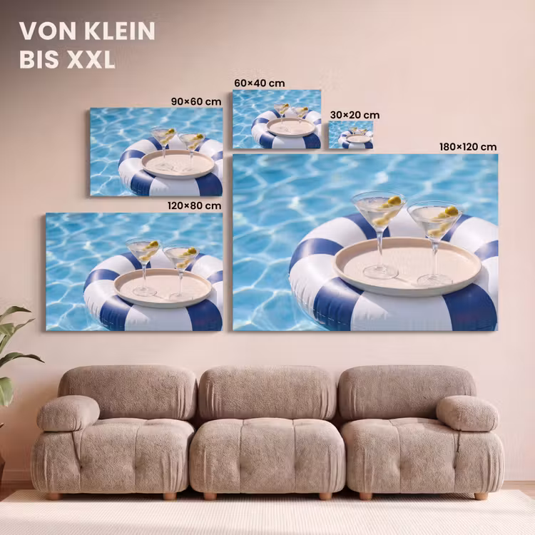 Cocktail - Zwembad - Zomer - Blauw canvas 2cm klein -Xsfeer8_DE