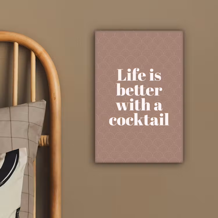 Cocktail - Tekst - Patroon - Wit canvas 2cm klein -sfeer6