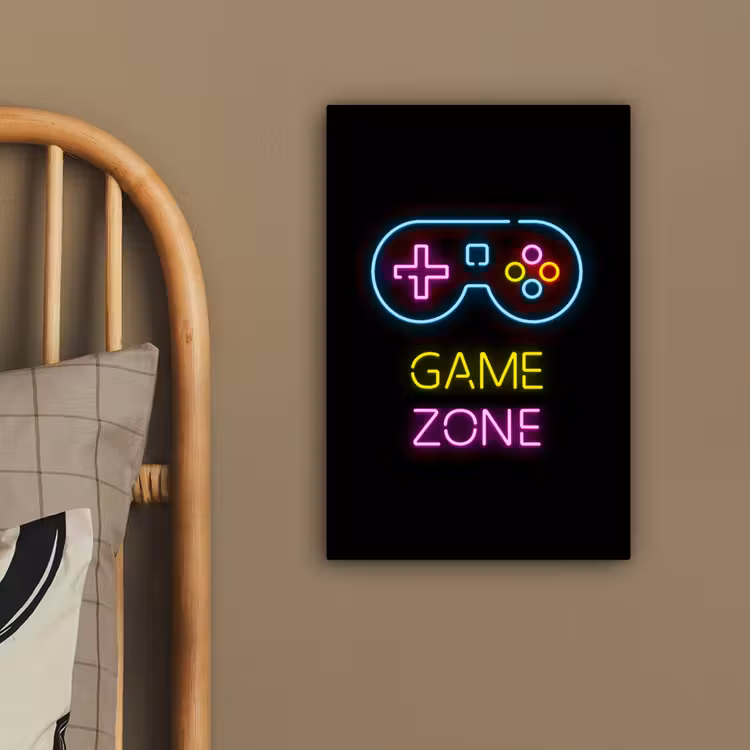 Controller - Game - Neon - Zwart - Quotes - Game zone canvas 2cm klein -closeup_print_DE
