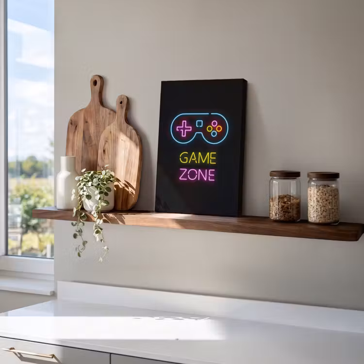 Controller - Game - Neon - Zwart - Quotes - Game zone canvas 2cm klein -uniquesellingpoint_afwerking-onlywow_DE