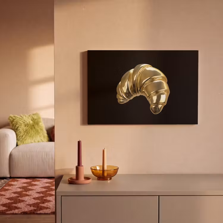 Croissant - Brood - Goud - Zwart canvas 2cm klein -sfeer1
