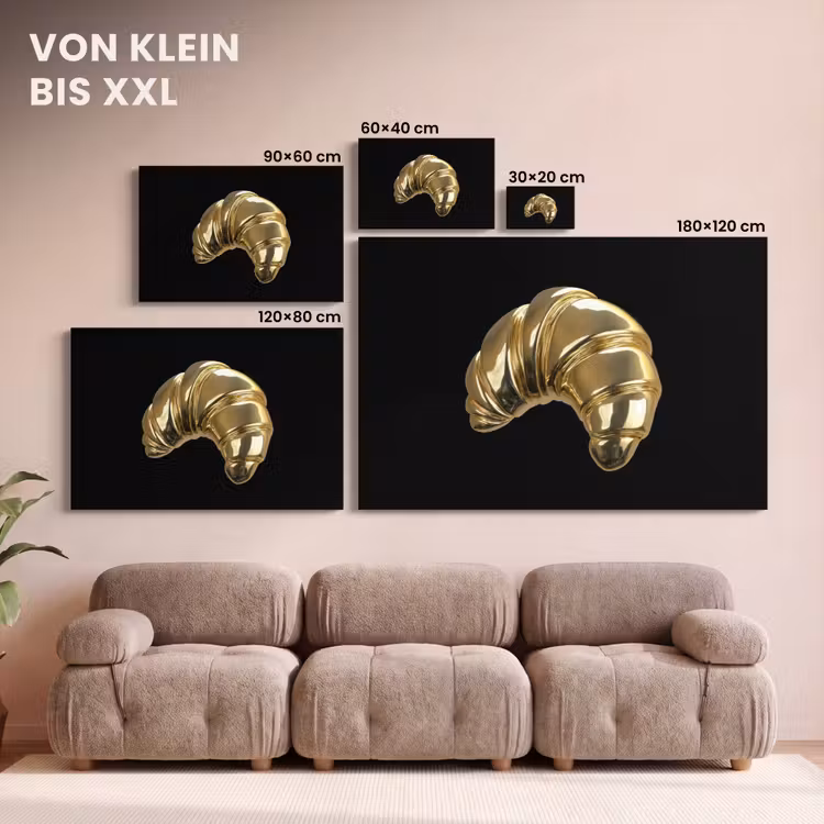 Croissant - Brood - Goud - Zwart canvas 2cm klein -Xsfeer8_DE