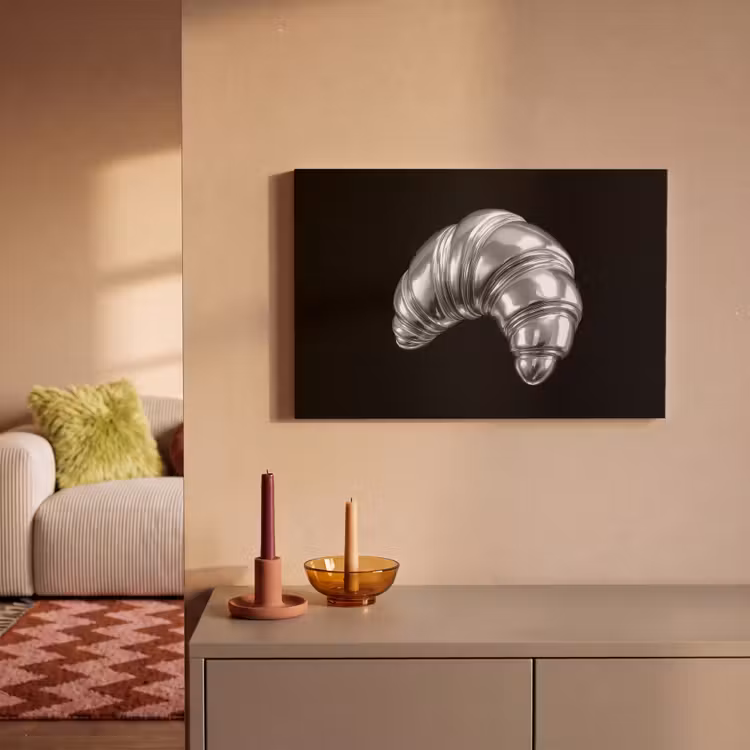 Croissant - Metaal - Zilver canvas 2cm klein -sfeer1