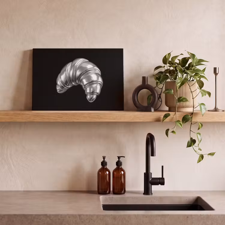Croissant - Metaal - Zilver canvas 2cm klein -closeup_print_DE