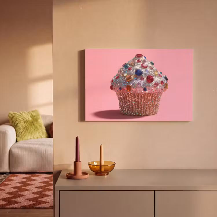 Cupcake - Kleurrijk - Edelstenen canvas 2cm klein -sfeer1