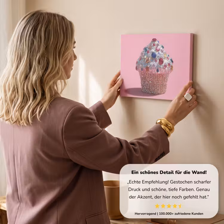 Cupcake - Kleurrijk - Edelstenen canvas 2cm klein -sfeer3