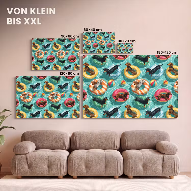 Teckels - Zwembad - Kleurrijk canvas 2cm klein 34 -Xsfeer8_DE