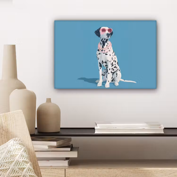 Dalmatiër - Zonnebril - Blauw canvas 2cm klein -closeup_print_DE