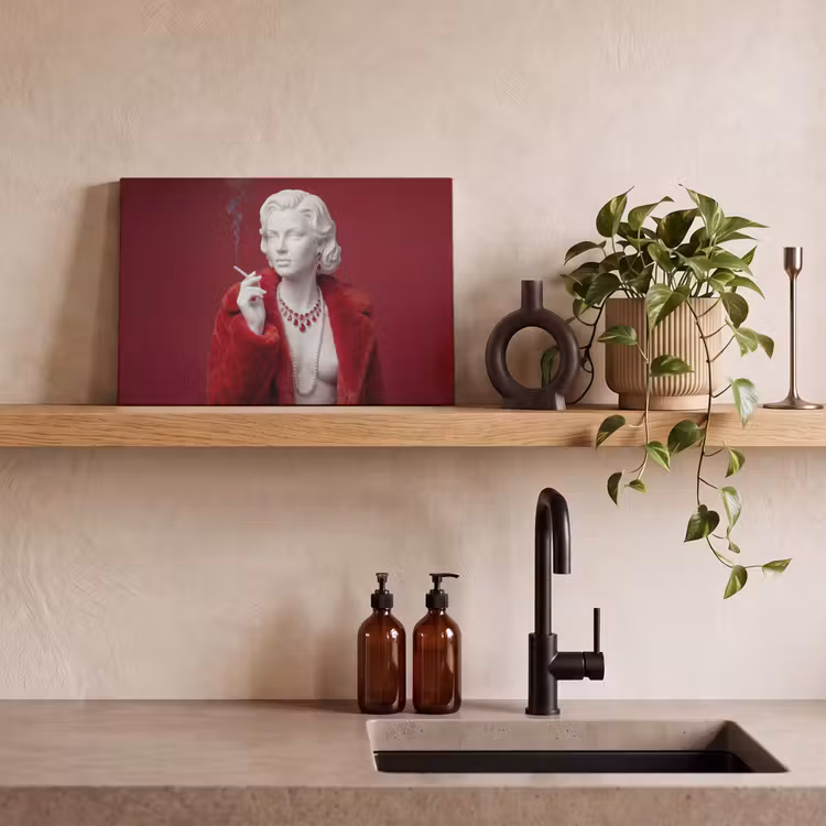 Vrouw - Bontjas - Mode - Klassiek - Rood canvas 2cm klein -sfeer3