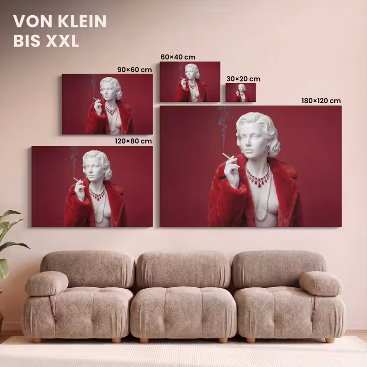 Vrouw - Bontjas - Mode - Klassiek - Rood canvas 2cm klein -Xsfeer8_DE