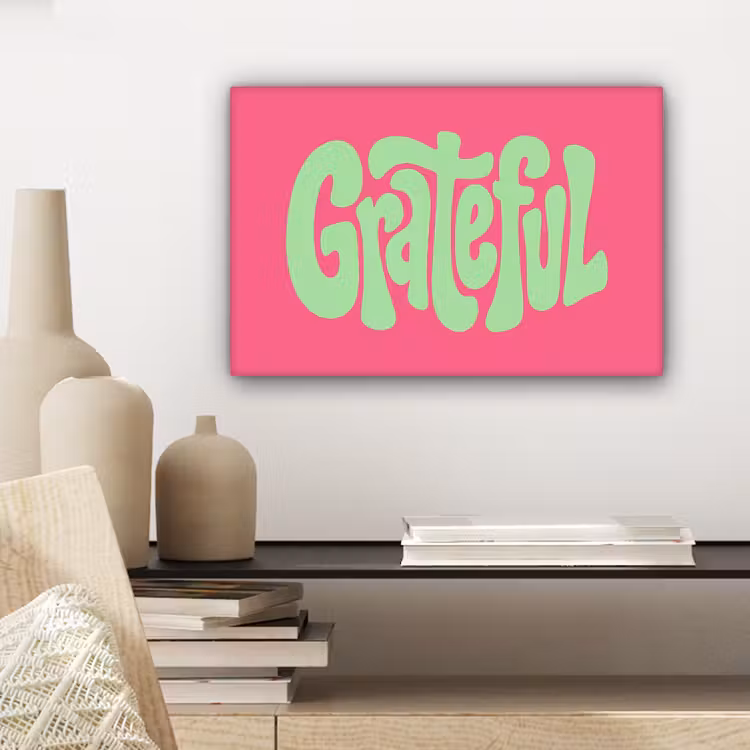 Grateful - Groen - Grafisch - Vloeiend canvas 2cm klein -closeup_print_DE