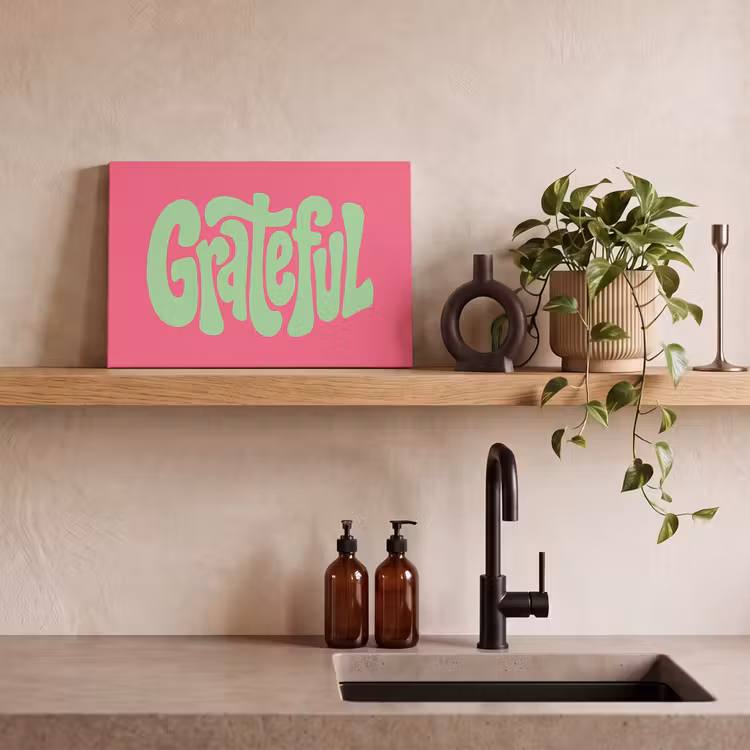 Grateful - Groen - Grafisch - Vloeiend canvas 2cm klein -uniquesellingpoint_afwerking-onlywow_DE