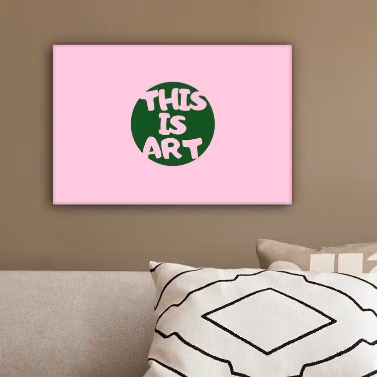 This is art - Tekst - Cirkel - Groen canvas 2cm klein -closeup_print_DE