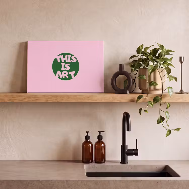 This is art - Tekst - Cirkel - Groen canvas 2cm klein -uniquesellingpoint_afwerking-onlywow_DE