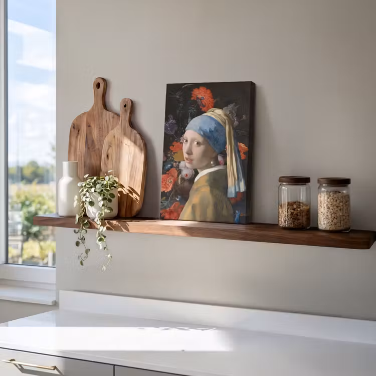 Meisje met de parel - Johannes Vermeer - Bloemen canvas 2cm klein -atmosphere_sfeer3_global