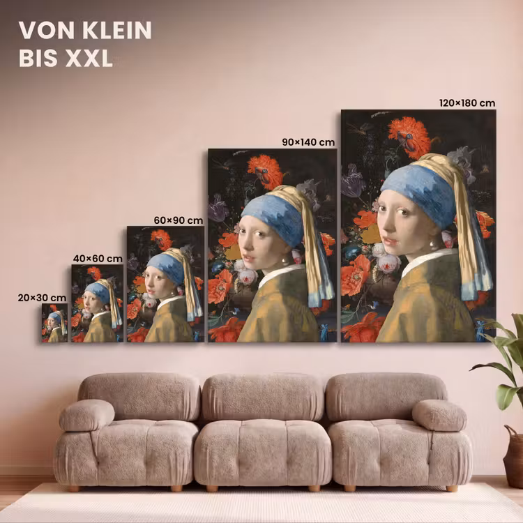 Meisje met de parel - Johannes Vermeer - Bloemen canvas 2cm klein -Xsfeer8_DE