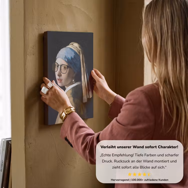 Meisje met de parel - Johannes Vermeer - Bril canvas 2cm klein -Xsfeer7_DE