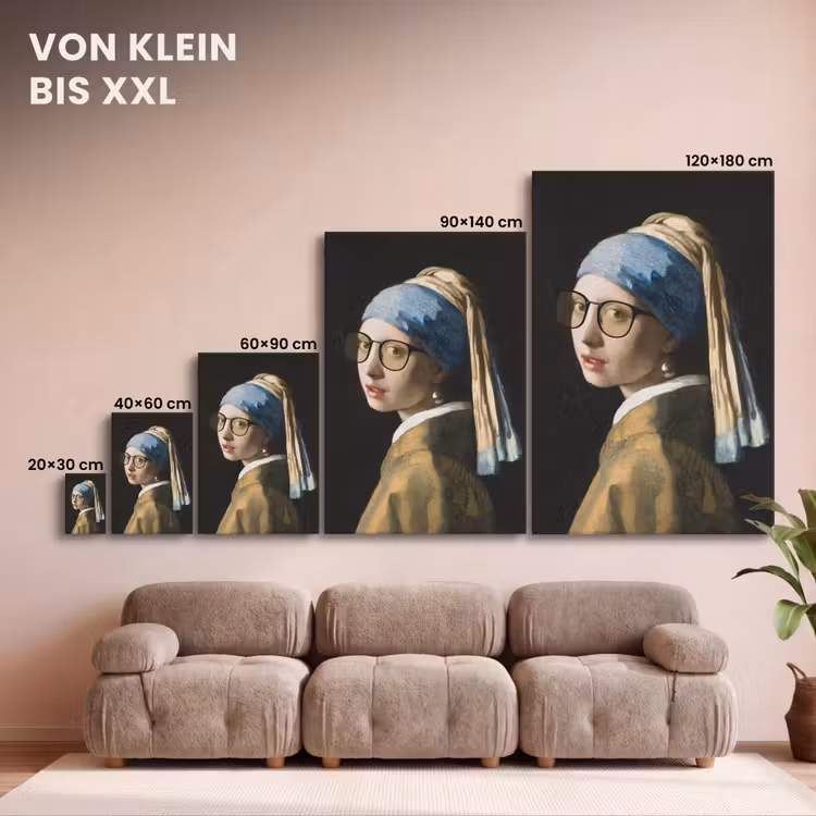 Meisje met de parel - Johannes Vermeer - Bril canvas 2cm klein -Xsfeer8_DE