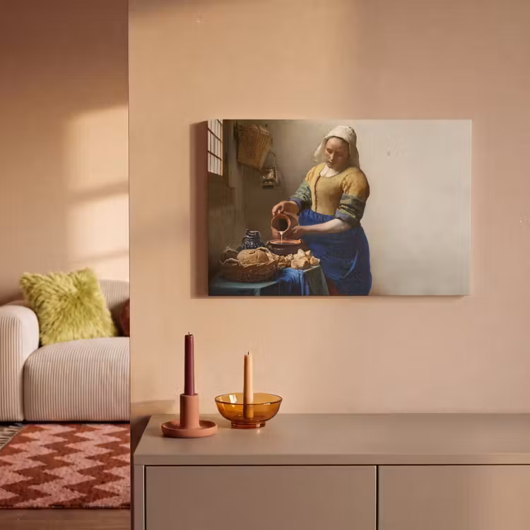 Het melkmeisje - Kunst - Oude meesters - Vermeer canvas 2cm klein -sfeer1