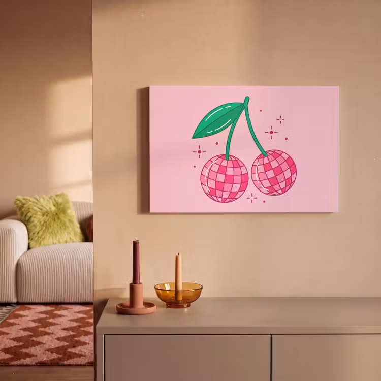 Decoratie - Disco-bal - Feest - Roze canvas 2cm klein -sfeer1