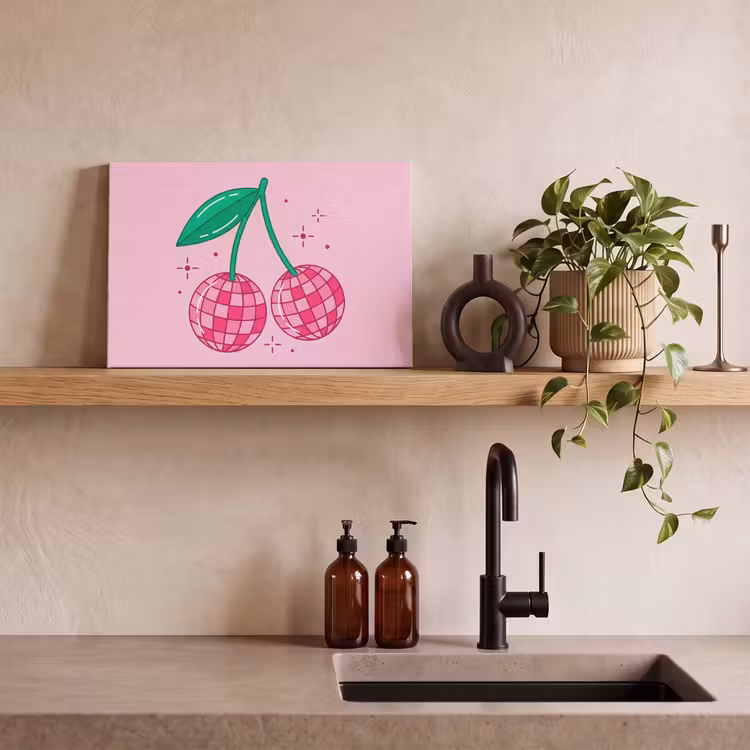 Decoratie - Disco-bal - Feest - Roze canvas 2cm klein -sfeer3