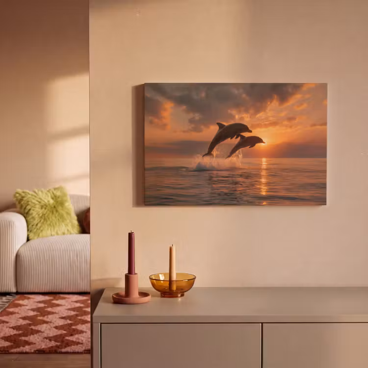Dolfijnen - Zee - Realistisch canvas 2cm klein -sfeer1