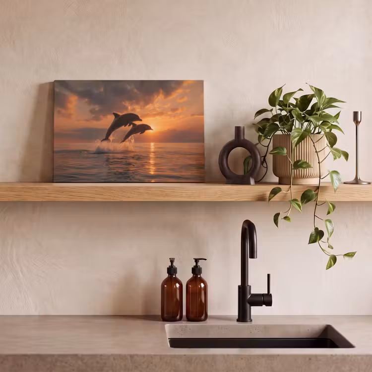 Dolfijnen - Zee - Realistisch canvas 2cm klein -sfeer3