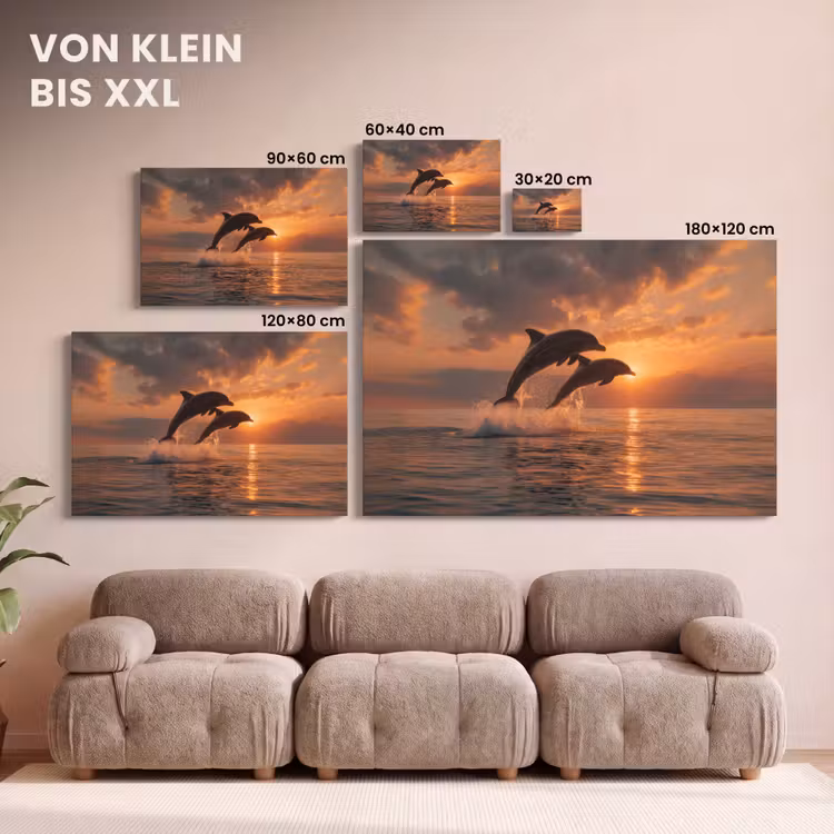 Dolfijnen - Zee - Realistisch canvas 2cm klein -Xsfeer8_DE