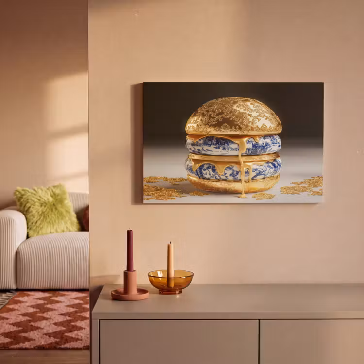 Delftsblauw - Goud - Burger canvas 2cm klein -sfeer1