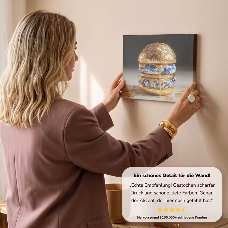 Delftsblauw - Goud - Burger canvas 2cm klein -sfeer3